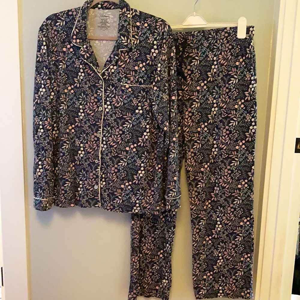 Organic Cotton LL Bean woman’s two-piece pajamas.